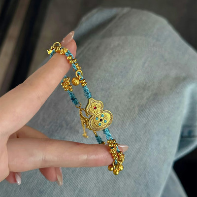 金店同款沙金仿真金福禄葫芦手链女款高级感手串送女友礼物手绳