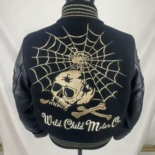 旧子出品东洋骷髅蜘蛛棒球服Cleanfit单品修身立领vibe短款外套男