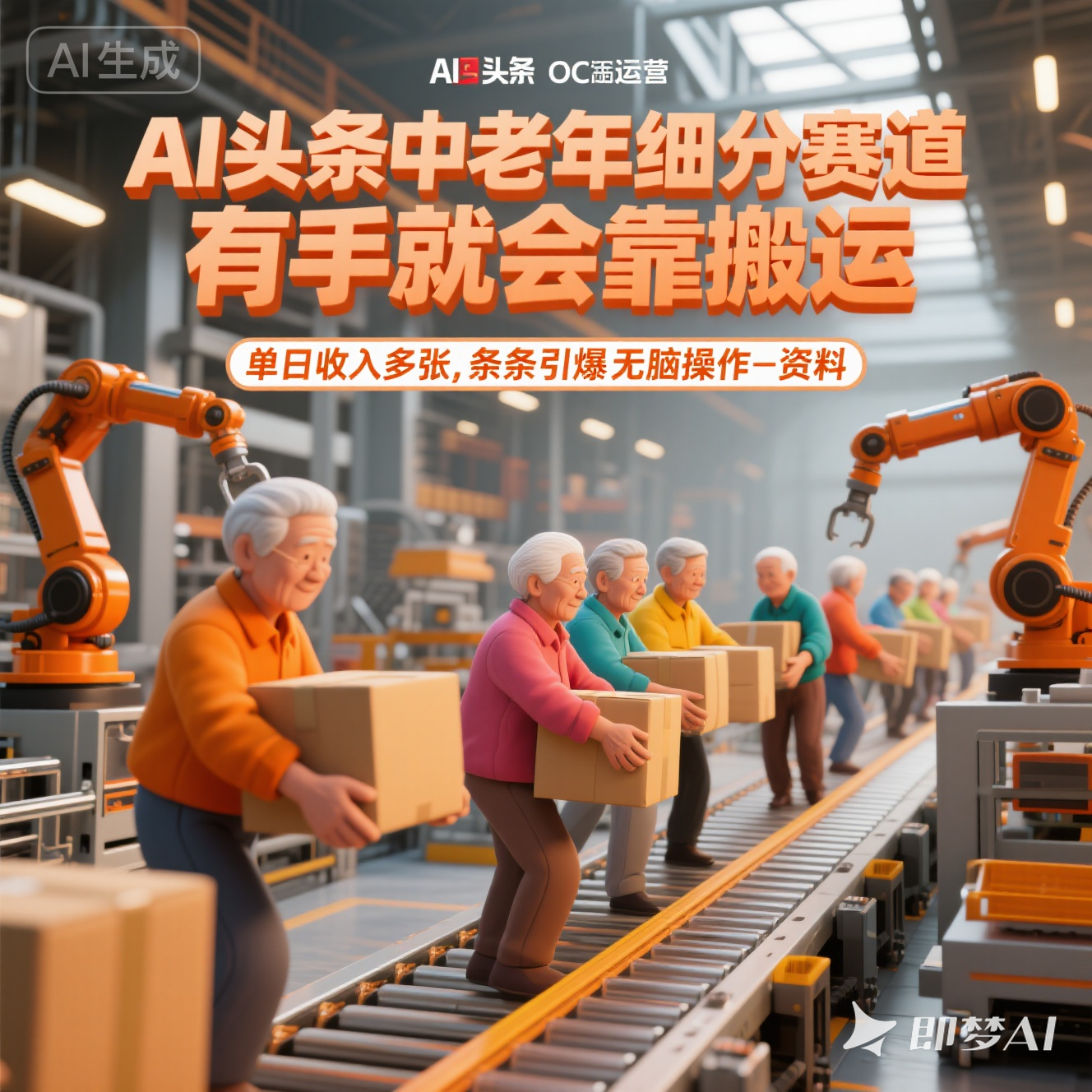 AI头条中老年细分赛道资料靠搬运无脑操作单日多张收入 材料