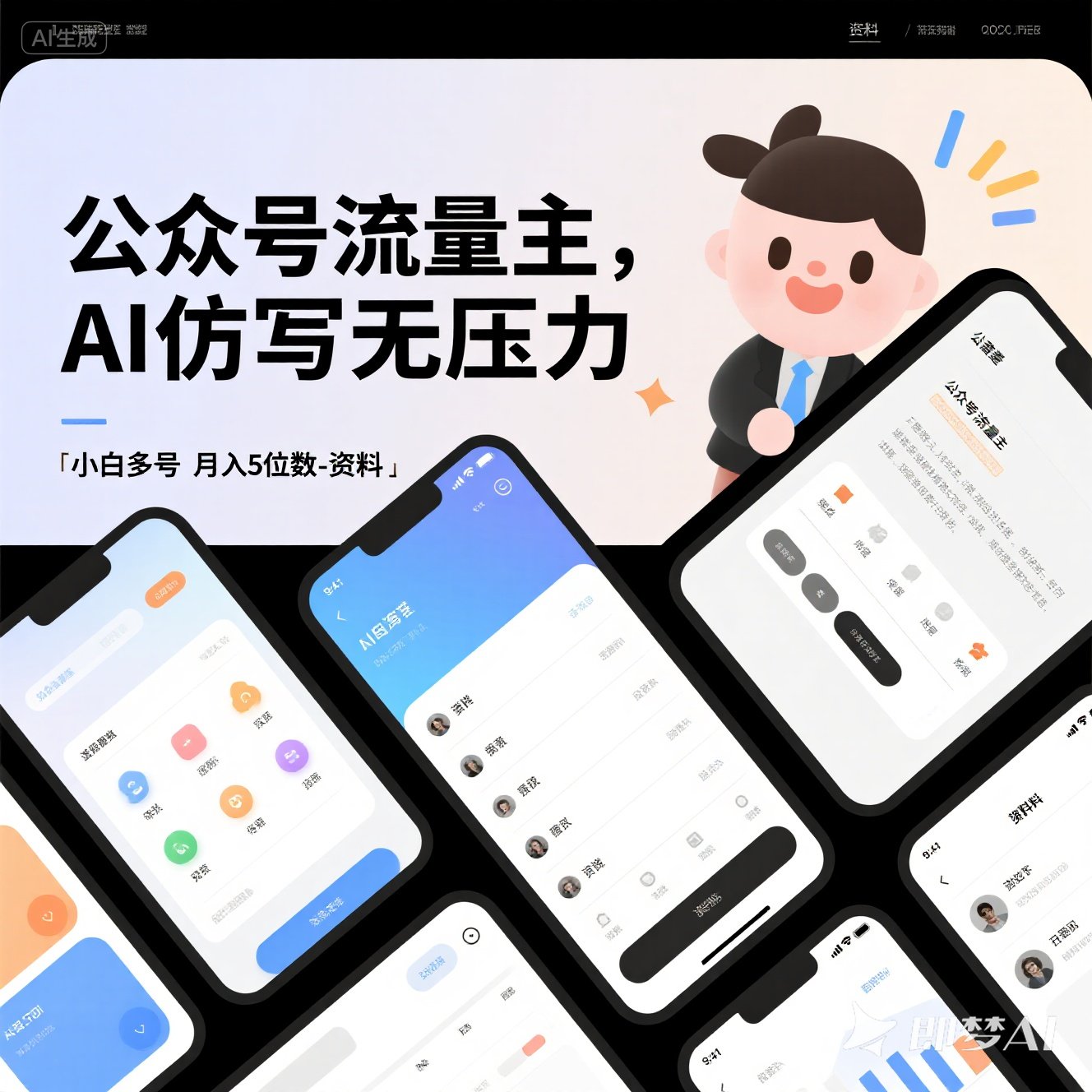 公众号流量主AI仿写轻松小白多号月入五位数资料课程教程课件