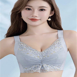 全罩杯蕾丝薄杯大胸显小无钢圈文胸罩聚拢调整型收副乳女内衣218