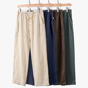 苎麻休闲裤 纯色防晒加大码 男裤 直筒正品 宽松秋季 新品 凉棉麻裤