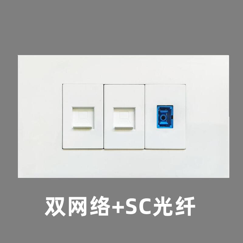 120/118型双电脑+SC光纤超五类六类千兆2位网络网线光钎插座面板