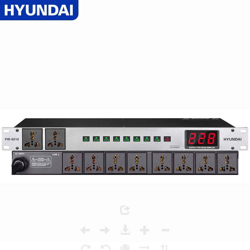 现代PW8010/8030电源时序器8路9路电路保护器 通用插座电压显示