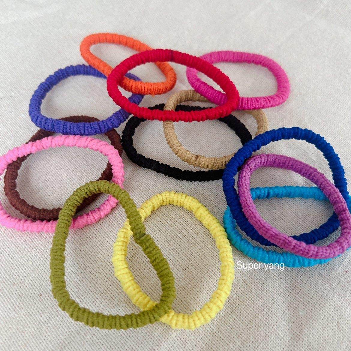 哦哦乐韩国童装新款彩色皱皱皮筋亮色糖果色发圈基础打底头绳皮筋