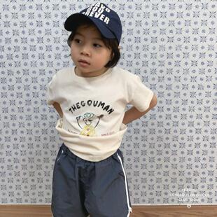 哦哦乐韩国童装GOU26春夏季男童女童可爱卡通印花亲子款纯棉短袖T