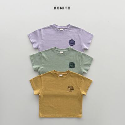 韩国进口婴幼童装夏季简约字母休闲纯棉圆领短袖T恤打底衫Bonito