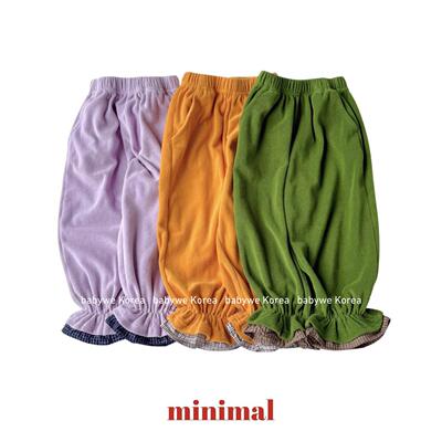 minimal韩国26春设计师款女童拼格纹花边收口卫裤