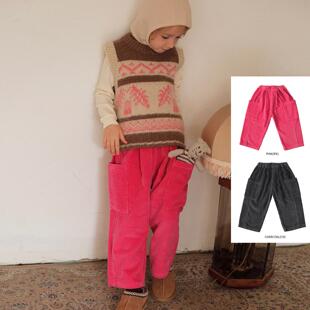 哦哦乐韩国童装和bien韩国童装女童洋气裤子2025秋冬儿童磨毛灯芯