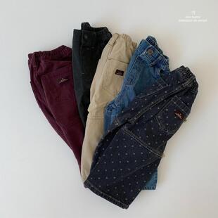 哦哦乐韩国童装秋季男女童百搭牛仔长裤纯棉复古休闲直筒裤子