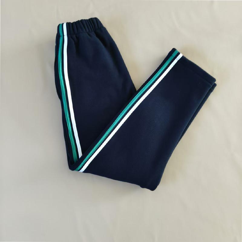 运动校服裤子加绒纯棉二条杠线
