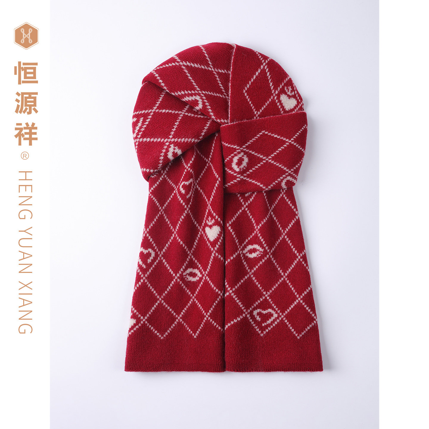 恒源祥100%绵羊毛加厚保暖围巾