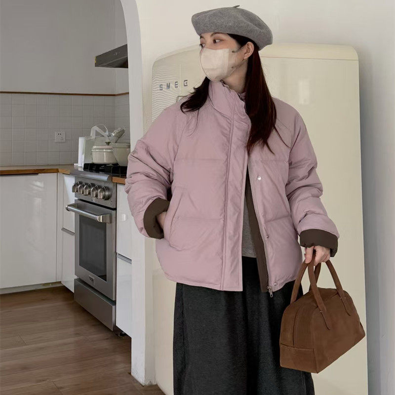 设计感小众立领羽绒服女2025冬季新款小个子宽松保暖面包服外套潮