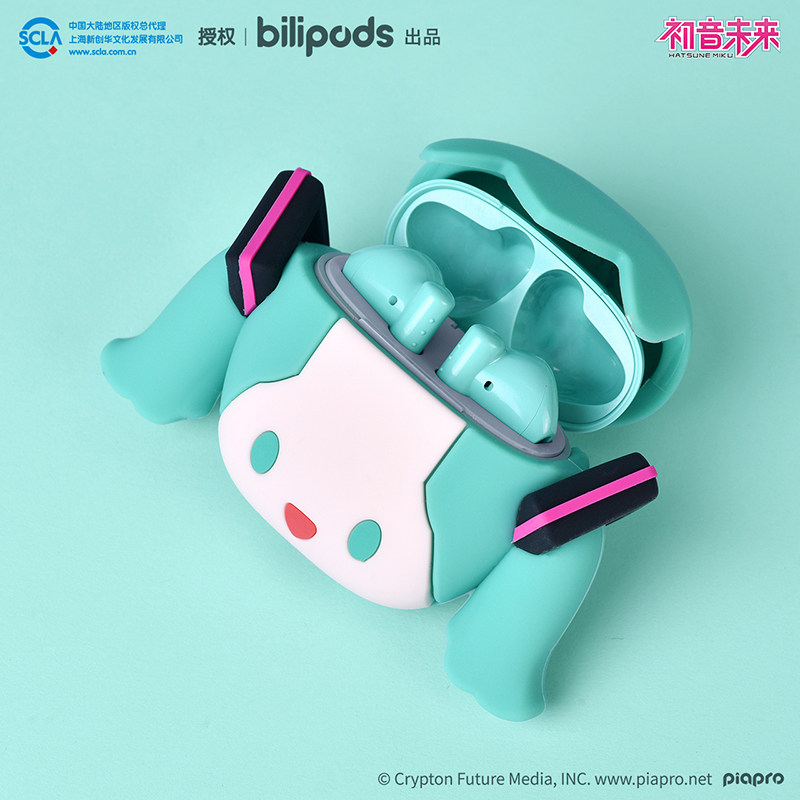 bilipods初音未来正版POPO半入耳防水5.3真无线蓝牙耳机MIKU周边