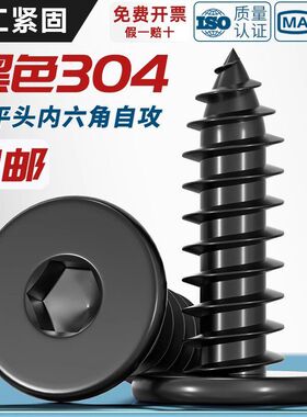 黑色304不锈钢扁平头内六角自攻螺丝大平头超薄头螺钉圆头自攻钉