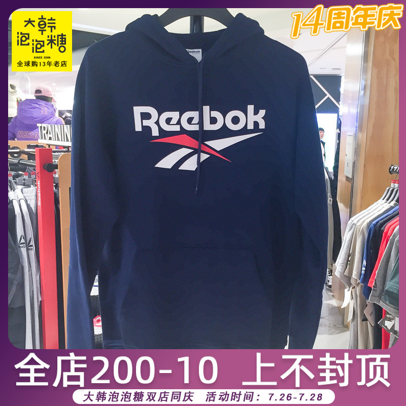 韩国代购REEBO/锐步K男士休闲字母连帽运动卫衣大韩泡泡糖DY1158