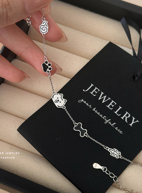 S999纯银猫狗日记情侣手链