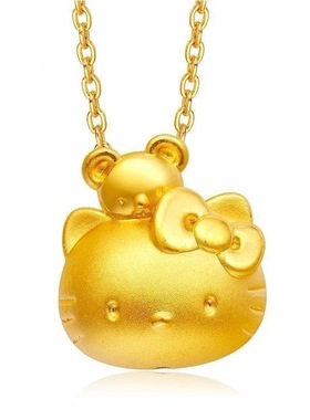 Kitty沙金欧币风卡通项链饰品