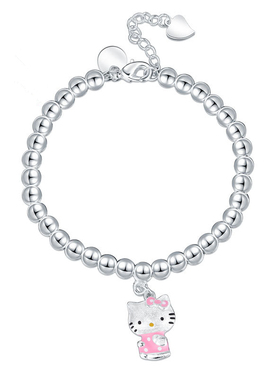 925彩银日韩学生动漫卡通人物佛珠手链hellokitty猫吊坠 女首饰品