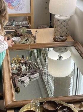 瑞吉欧EYFS超大镜子桌面游戏玩具户外森林自然活动幼儿园蒙氏玩具