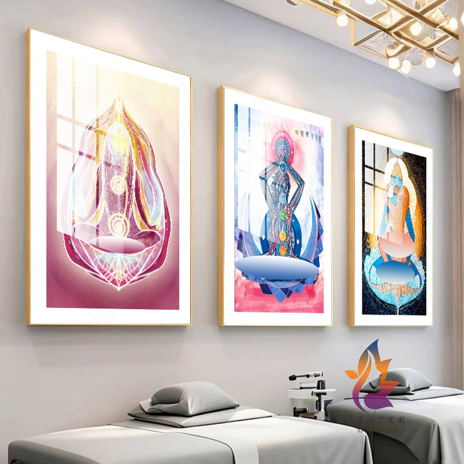 私密疗愈装饰画海底轮现代医美挂画美容院瑜伽冥想广告宣传墙壁画
