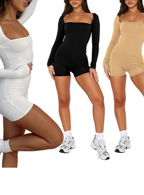 2025 New Solid Color Jumpsuit Women's Fashion Tight Slacks