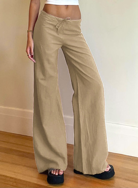 Women Fashion Loose Drawstring Strap Sagging Casual Pants