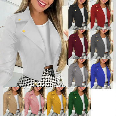 Women's Fashion INS Elegant Lapel Button Suit Short Jacket
