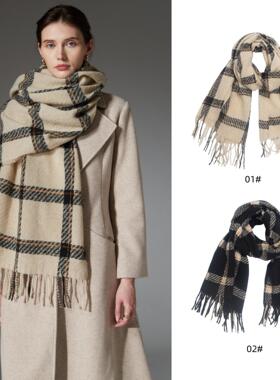 2025 Women INS Casual Fashion Tassel Plaid Long Scarf Shawl
