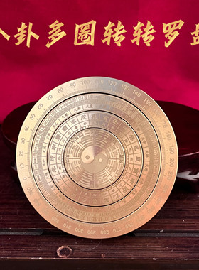 黄铜八卦转盘风水摆件
