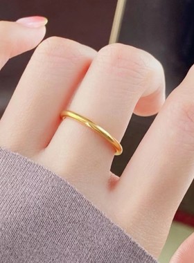 2025新款沙金素圈磨砂戒指古法对戒指环久不掉色小众百搭简约素戒