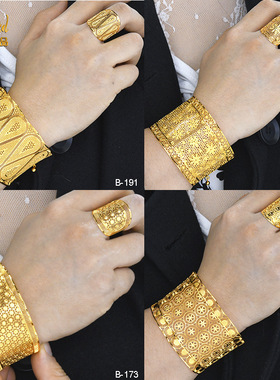 2025新款女士沙金手镯戒指中东印度新娘婚戒指礼镯子饰品