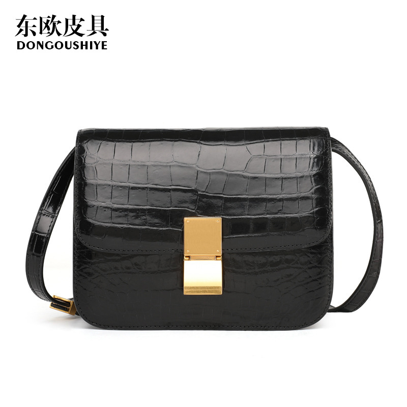 鳄鱼皮豆腐包box女歌手明星气质空姐包包单肩斜挎小方包潮盒子包