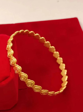 玫瑰花手环镀锡金新款沙金精美女手镯工厂2026直播产品