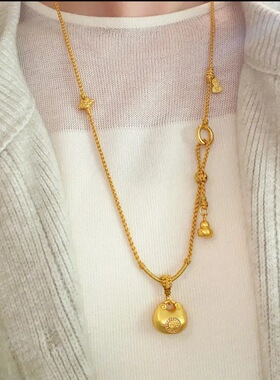 2025沙金点钻小胖福葫芦编绳项链女时尚百搭挂坠送女友平安扣吊坠