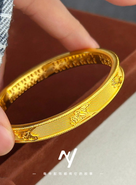 2025新款小红书金店同款越南沙金精品金丝绸银杏叶手镯新女式手环