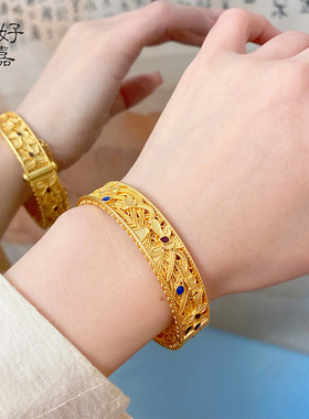 女款国潮珐琅蕙质兰心卡扣手镯高级感中式手环时尚手饰合金宫廷风