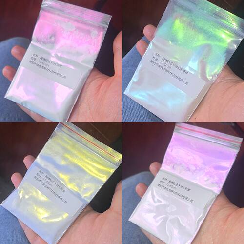 600目高纯钻石偏光幻彩极光珠光粉流麻滴胶偏光珠光霓虹粉10g