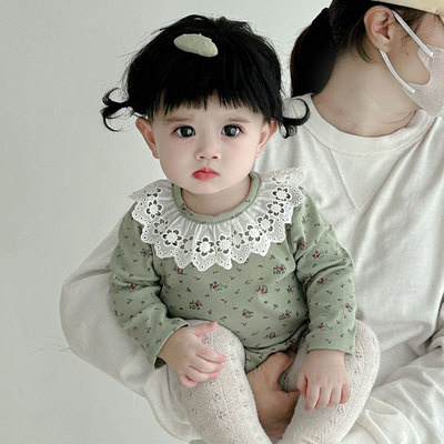 婴儿长袖春秋款小清新碎花包屁衣