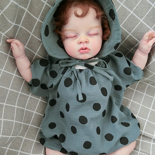 婴幼儿波点连身衣儿童带帽爬服宝宝双层纱布长袖 哈衣包屁衣Z505