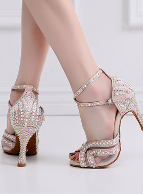 高跟拉丁舞鞋女成人跳舞鞋高级感salsa拉丁舞蹈鞋女2023年新款夏