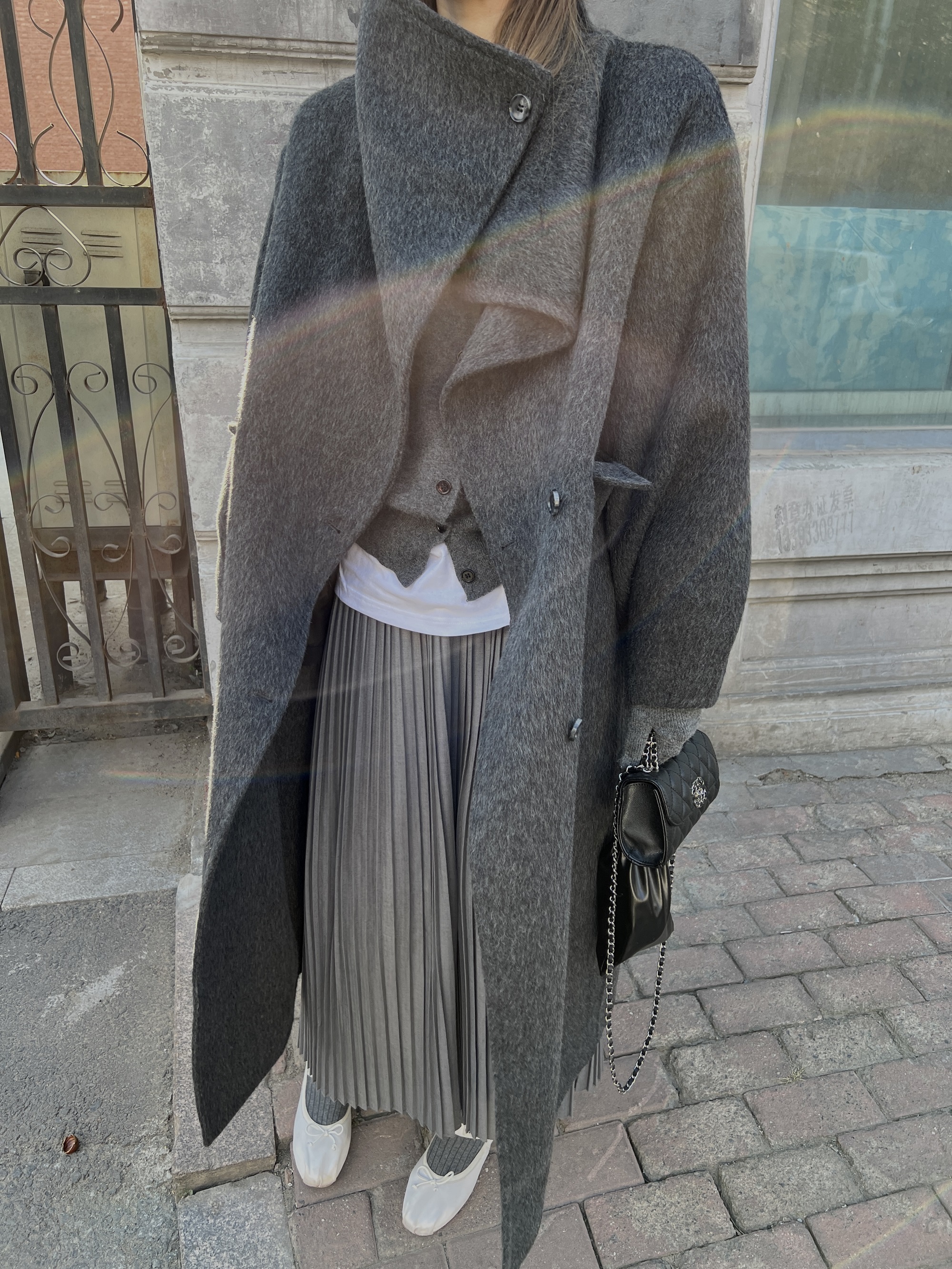 SHARLENE高级感简约立领长款大衣