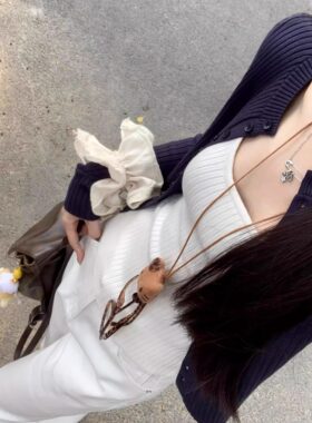 韩系穿搭针织背心开衫套装女春季2025新款修身显瘦长袖上衣两件套