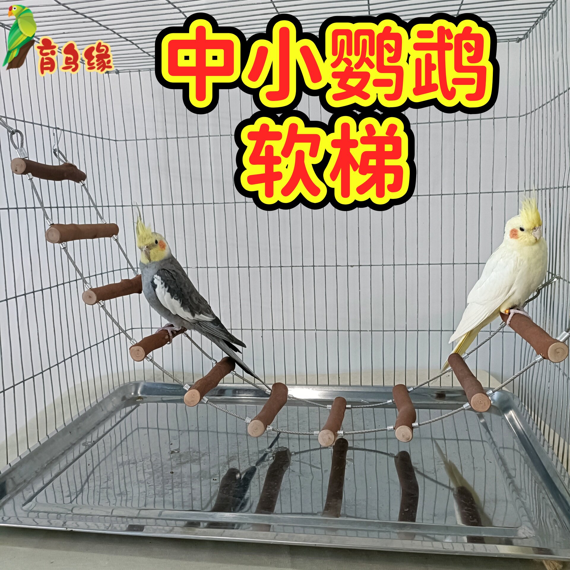 中小型鹦鹉爬梯云梯钢丝软梯大型大鹦鹉麻绳梯子油茶木实木爬梯绳