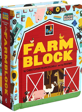 现货 【外图原版】Farm Block 创意农场 造型纸板书 Cut-out Book 儿童色彩趣味认知精装  Alphablock创意字母书同系列