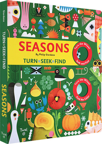 现货【英文原版】绘本 Seasons 纸板操作书 四季变化游戏书 幼儿科普认知启蒙 季节颜色动物 转轮设计 Twirl 法国艺术品牌