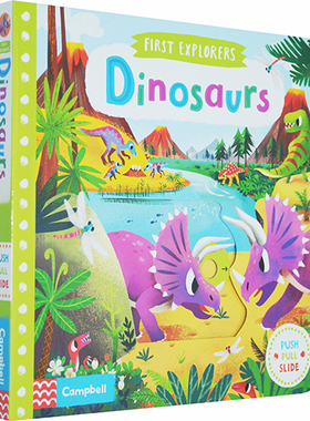 现货 英文原版 进口绘本 First Explorers Dinosaurs 幼儿知识探索科普启蒙 恐龙 机关操作活动纸板书