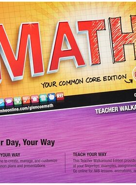 现货 英文原版 Glencoe Math, Course 3, Teacher Walkaround Edition, Volume 1 格伦科数学，课程3，教师漫游版，第1卷