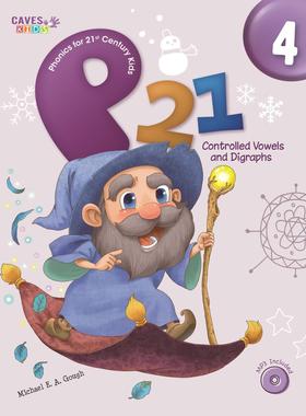 现货 英文原版 P21-Phonics for 21st Century Kids 4: Controlled Vowels and Digraphs (Book+MP3+APP) 21世纪幼儿自然拼读4：元