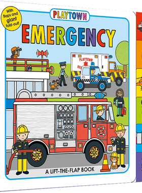 现货 进口英文绘本 Playtown系列 Emergency A Lift-the-Flap book 纸板翻翻书 边玩边学 幼儿启蒙绘本童书 儿童绘本 撕不烂纸板书